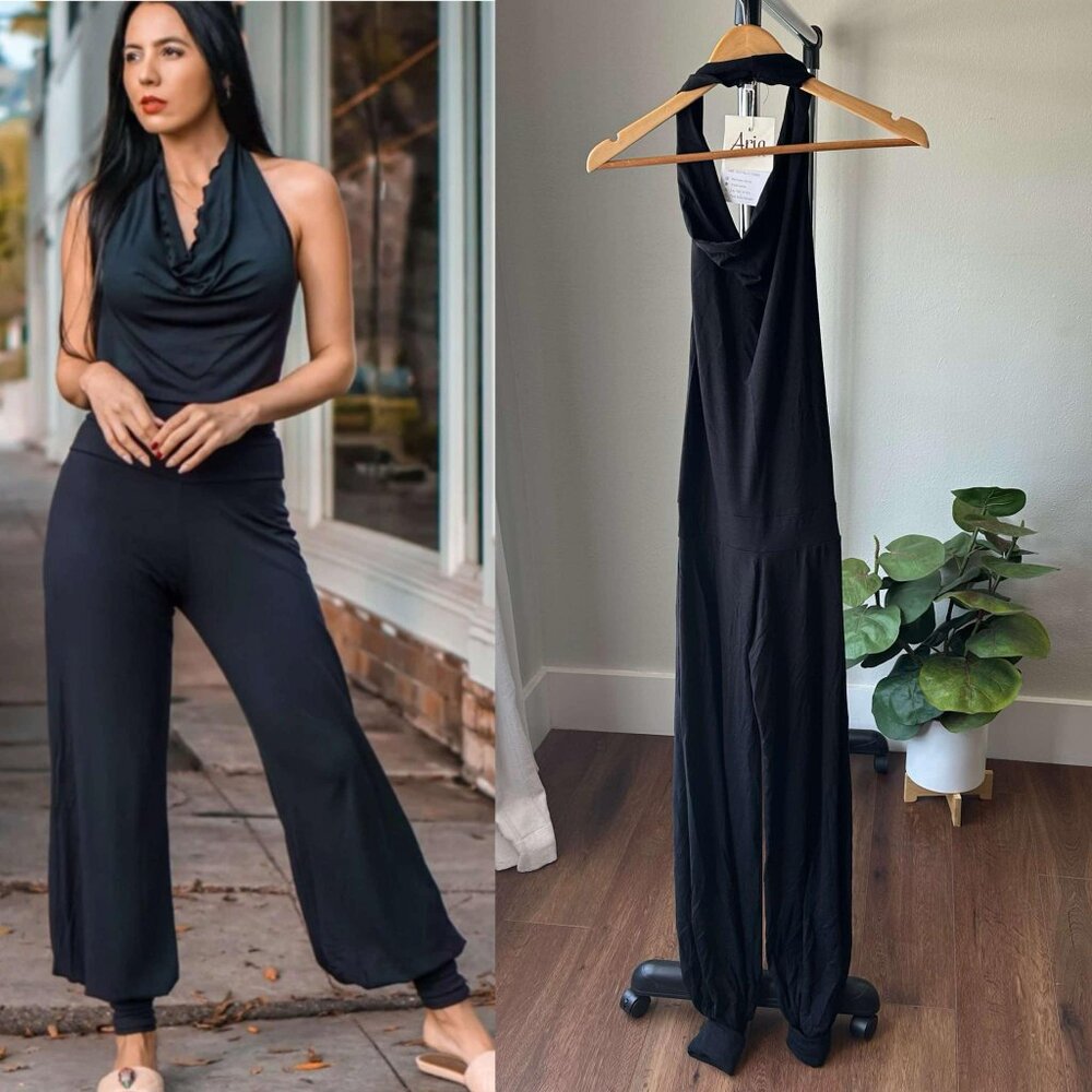 Women's Aria Lattner Backless Black Jumpsuit NWT XS